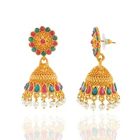 Gold Plated Multicolor Kundan Jhumki Earring-thumb2