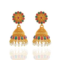 Gold Plated Multicolor Kundan Jhumki Earring-thumb1