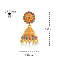 Gold Plated Multicolor Kundan Jhumki Earring-thumb3