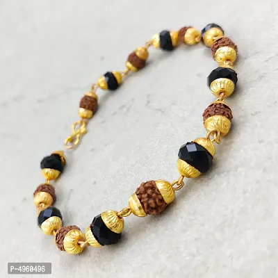 Gold Plated Rudraksha Bracelet For Men-thumb0