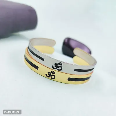 Stainless Steel Silver, Gold-plated Kada(Combo)-thumb3