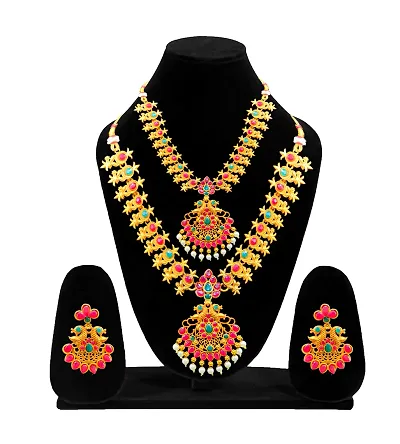 plated south Indian Wedding Traditional temple jewellery set.