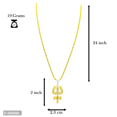 Gold Plated Trishul Damru Locket For Men Gold-Plated Stainless Steel Pendant-thumb3