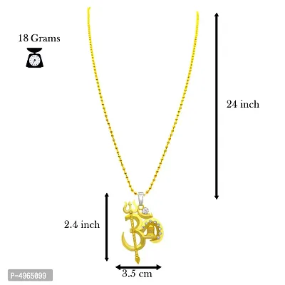 Gold Plated Lord Shankar Om Trishul Shiv Ling Pendant With Golden Chain For Men's  Boys Gold-Plated Stainless Steel Pendant-thumb3