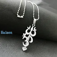 Silver Plated Lord Shankar Om Trishul Pendant With Silver Chain For Men's  Boys-thumb1