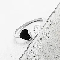 Valentines Black Heart Austrian Crystal Lovers Adjustable Ring For Women-thumb2