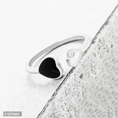Valentines Black Heart Austrian Crystal Lovers Adjustable Ring For Women-thumb3