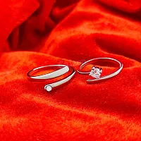 Heart Shape  Forever Love Adjustable Couple Rings For Lovers Valentine Ring Stainless Steel Zircon Silver Plated Ring Set Stainless Steel Zircon Silver Plated Ring Set-thumb3