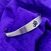 Stylish Adjustable Silver Plated Om Design Kada Bracelet For Men-thumb2