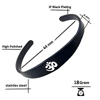 Stylish Black Plated Stainless Steel Om Kada Bracelet For Men-thumb1