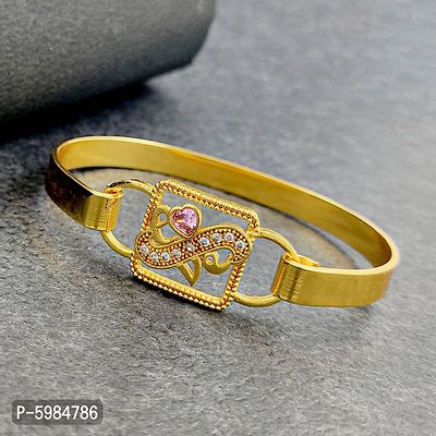 Traditional Gold Plated Brass Bracelet With Letter Of Love For Women