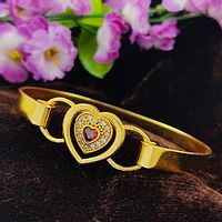 Heart Designed Gold Plated Brass Bracelet For Women-thumb3