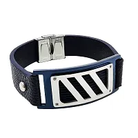 Stylish Stainless Steel Leather Bracelet For Men-thumb4