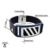 Stylish Stainless Steel Leather Bracelet For Men-thumb3