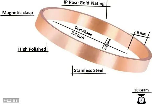 Elegant Rose Gold Plated Plain Stainless Steel Classic Designer Kada For Unisex-thumb3
