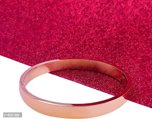 Elegant Rose Gold Plated Plain Stainless Steel Classic Designer Kada For Unisex-thumb0