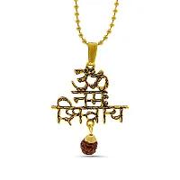 Elegant Gold Plated Om Namah Shivay Letter Locket With Chain For Men And Women-thumb1