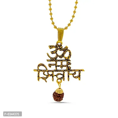 Elegant Gold Plated Om Namah Shivay Letter Locket With Chain For Men And Women-thumb2