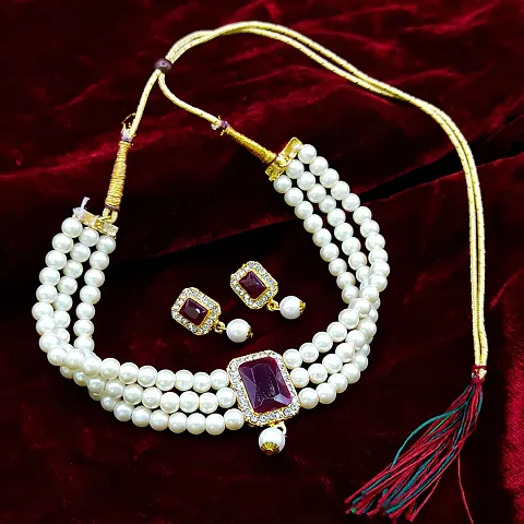 Festive Wear Brass Choker Necklace Set