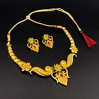 Traditional Gold Plated Necklace Set With Earring For Women-thumb1