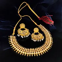 Traditional Gold Plated Necklace Set With Earring For Women-thumb2