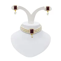 Latest Designer Pearl Choker Necklace Set With Earring For Women-thumb4