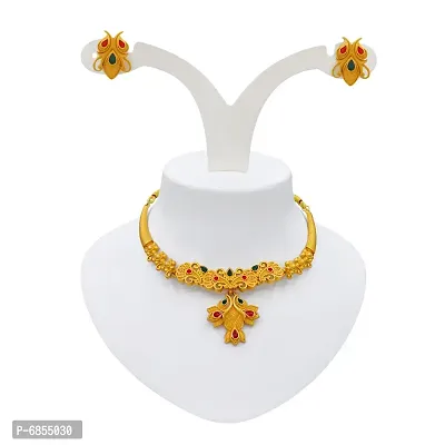 Traditional Gold Plated Necklace Set With Earring For Women-thumb4