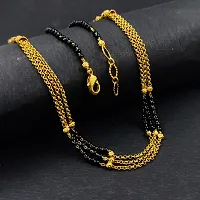 Gold Plated Ad Mangalsutra Tanmaniya Black Beaded Golden Chain For Women And Girls Brass Mangalsutra-thumb1