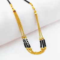 Gold Plated Ad Mangalsutra Tanmaniya Black Beaded Golden Chain For Women And Girls Brass Mangalsutra-thumb2
