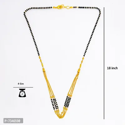 Gold Plated Ad Mangalsutra Tanmaniya Black Beaded Golden Chain For Women And Girls Brass Mangalsutra-thumb4