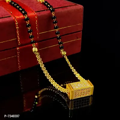 Gold Plated Ad Mangalsutra Tanmaniya Black Beaded Golden Chain For Women And Girls Brass Mangalsutra
