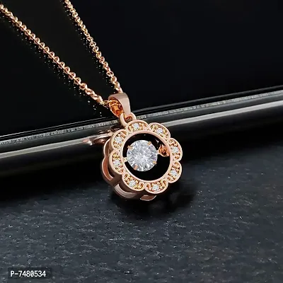 AD Flower shape locket necklace and Rose Gold Pendant with chain-thumb0