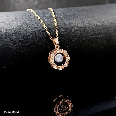 AD Flower shape locket necklace and Rose Gold Pendant with chain-thumb5