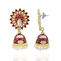 Stylish Fancy Traditional Gold-Plated Meenakar Earrings For Women-thumb3