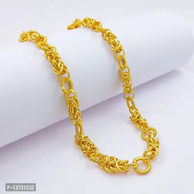 Saizen Designer Fancy Indian tradition Polished Gold Plated Brass Chain Gold Chain for Men-thumb4