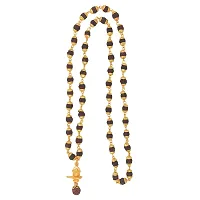 Saizen CHR282 Rudraksha Shiv Chain with Shivling Pendant for Unisex Gold-plated Plated Stainless Steel Chain-thumb1