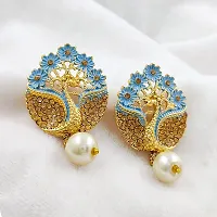 Saizen earring Pearls Gold Tone Peacock Inspired Dangle  Pearl Drops Earring for Women  Girl-thumb3