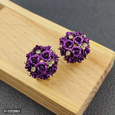 Saizen Fashion Stylish Fancy Flower Earrings For Women  Girls(Purple)-thumb4
