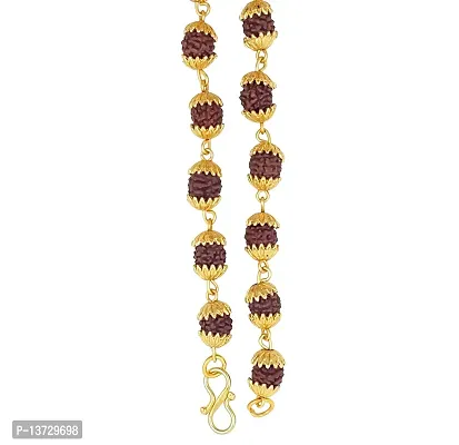 Saizen CHR280 Gold Toned Graced Rudraksha Beads Chain for Men/boys/husband  unisex-thumb4