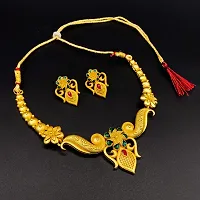 Traditional Gold Plated Meenakar Necklace Set with Earring for Women-thumb3