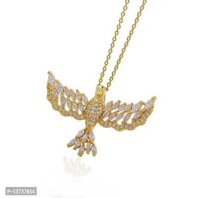 Swallow Pendant in Gold-plated and CZ Pave Gold Flying Bird Necklace chain
