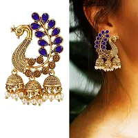 Saizen Metal Gold Plated and Pearl Jhumki Earrings for Women  Girls, Blue-thumb1