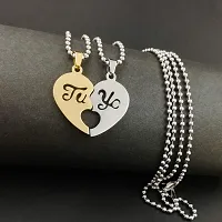 Saizen Couple Hearth Boy/Girl Valentine's Day Special Stainless Steel Pendant with Chain-thumb3