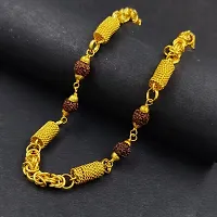 Saizen Designer Fancy Indian Polished Gold Plated Brass rudraksha Chain Gold Chain for Men-thumb4