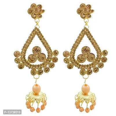 Saizen Floral Gold Plated Studded Drop Earrings Alloy Dangle Earring