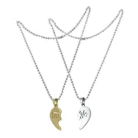 Saizen Couple Hearth Boy/Girl Valentine's Day Special Stainless Steel Pendant with Chain-thumb2