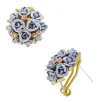 Saizen Fashion Stylish Fancy Flower Earrings For Women  Girls(Grey)-thumb1