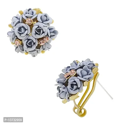 Saizen Fashion Stylish Fancy Flower Earrings For Women  Girls(Grey)-thumb2