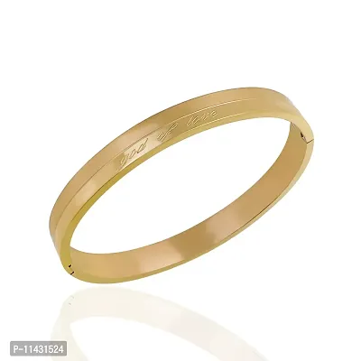 High Polished Stainless Steel Designer Gold Plated Kada for Unisex-thumb3