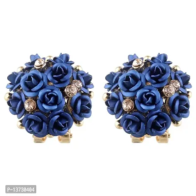 Saizen Blue Alloy Fancy Party Wear Flower Earrings for Women